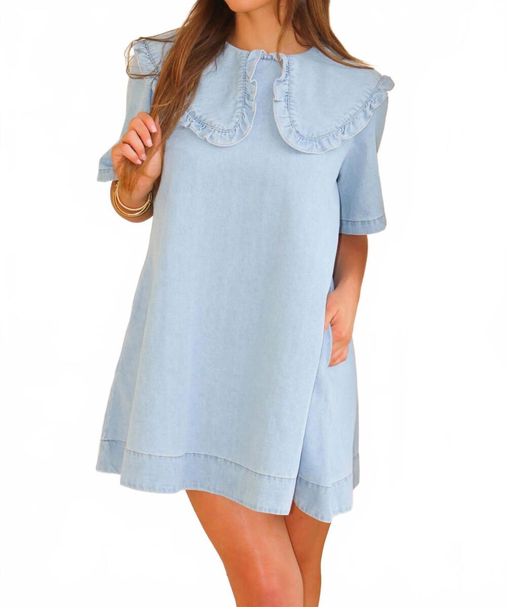 NEW MABLE maya denim mini dress in blue - Picture 6 of 6
